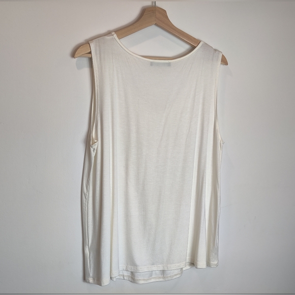 Dressis Cream White Sleeveless Top Scoop Pleated Neck Blouse Size XXL - Picture 8 of 9